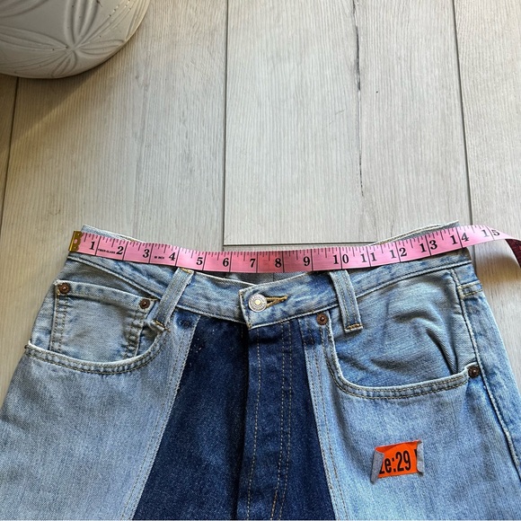 Vintage Reconstructed Levi’s Two-Tone Denim Jeans – Wide Leg Streetwear Size 29 - Picture 5 of 11
